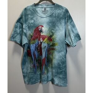 The Mountain T Shirt‎ Adult Unisex XL Tie Dye Blue Birds Macaw Parrots Colorful